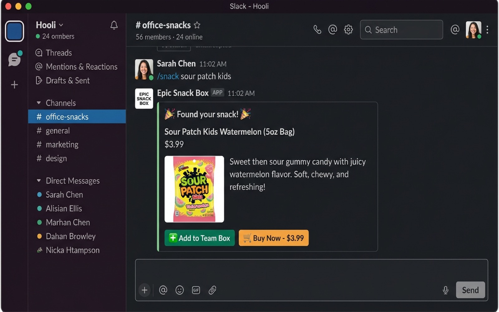 Snack Search and 1-Click Add